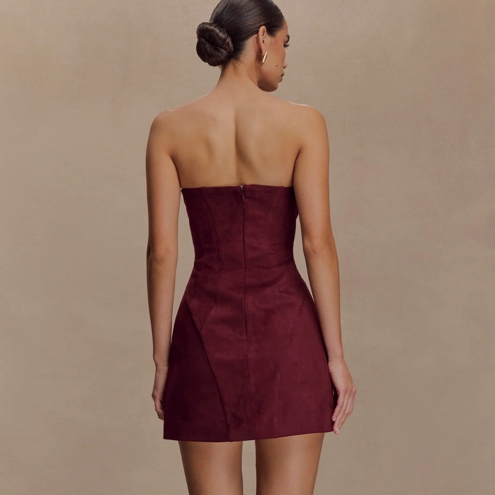 Meshki Strapless Wine Dress - Picture 2 of 5